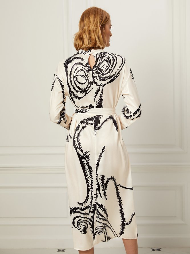 Daily Abstract Stand Collar Regular Fit Dress