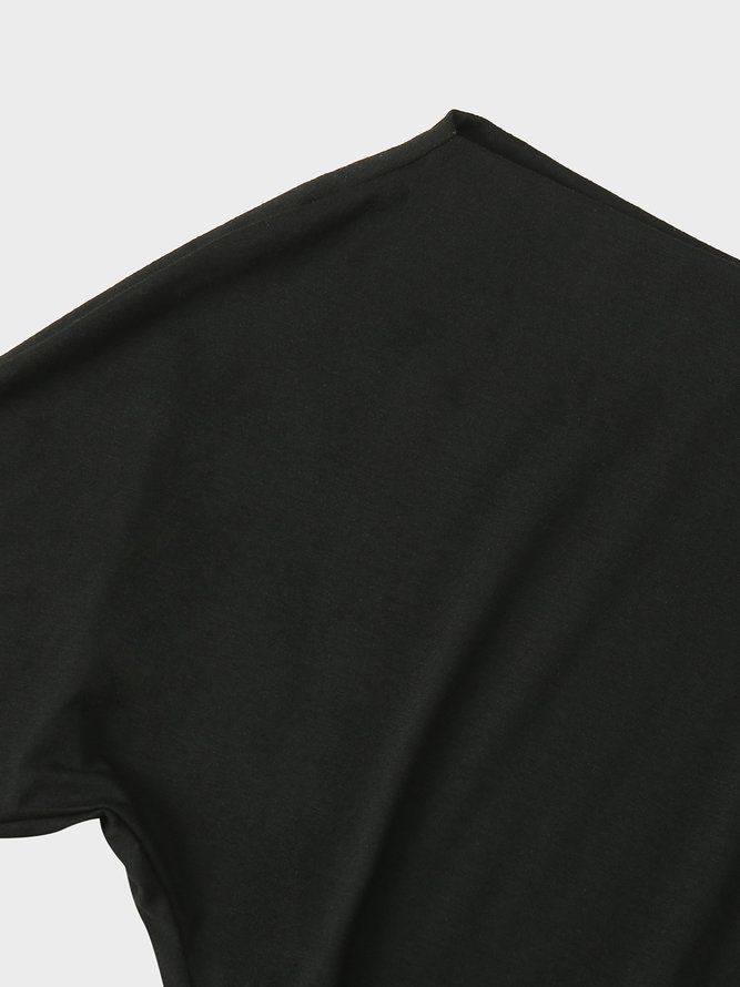 Solid Long Sleeve Cotton-Blend Casual Top