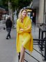Long sleeve Loose Plain Stand Collar Lantern Sleeve Dress