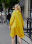 Long sleeve Loose Plain Stand Collar Lantern Sleeve Dress