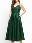 Regular Fit Elegant Plain Sleeveless Spaghetti Midi Party Dress