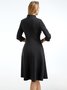 Elegant Stand Collar Plain Regular Fit Three Quarter Dress