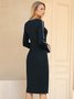 Crew Neck Elegant Color Block Long Sleeve Dress