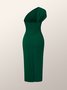 Cold Shoulder Tight Plain Elegant Sleeveless Midi Dress