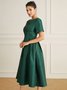 Plain Elegant Short Sleeve Regular Fit Midi Party Dress