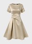 Plain Crew Neck Regular Fit Elegant Party Dress
