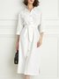 Casual Cotton And Linen Regular Fit Dress With Belt