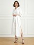 Casual Cotton And Linen Regular Fit Dress With Belt
