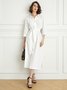 Casual Cotton And Linen Regular Fit Dress With Belt
