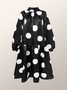 Loose Polka Dots Elegant Stand Collar Short sleeve Midi Dress