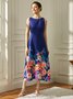 Elegant Regular Fit Crew Neck Floral Dress