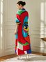 Loose Abstract Shirt Collar Casual Dress