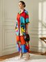 Loose Abstract Shirt Collar Casual Dress