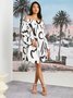 Elegant Regular Fit Text Letters Dress