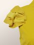 Elegant Stand Collar Plain Regular Fit Midi Dress