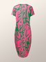 Abstract Casual Loose Crew Neck Dress