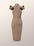 Tight Stand Collar Elegant Sleeveless Midi Dress