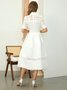 Plain Elegant Stand Collar Regular Fit Midi Dress