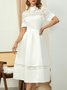 Plain Elegant Stand Collar Regular Fit Midi Dress