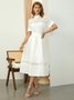 Plain Elegant Stand Collar Regular Fit Midi Dress
