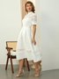 Plain Elegant Stand Collar Regular Fit Midi Dress