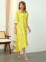 Random Print Shirt Collar Vacation Dress