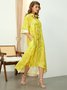 Random Print Shirt Collar Vacation Dress