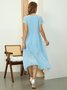 Elegant Crew Neck Plain Regular Fit Dress With Belt