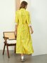 Random Print Shirt Collar Vacation Dress