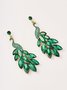 Elegant Green Zircon Peacock Pattern Earrings Party Feminine Jewelry