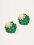 Elegant Green Rhinestone Pearl Raspberry Pattern Earrings Party Holiday Women's Jewelry