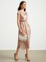 One Shoulder Regular Fit Abstract Urban Midi Dress With No Belt