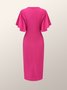 Elegant Tight Plain Crew Neck Midi Dress With No Belt