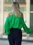 Loose Halter Long sleeve Elegant Plain Halter Shirt