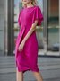 Elegant Tight Plain Crew Neck Midi Dress With No Belt