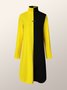 Loose Urban Color Block Long Sleeve Stand Collar Short Dress