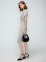 Regular Fit Boat Neck Solid Short Sleeve Knit Dress