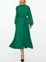 Elegant Regular Fit Plain Long Sleeve Midi Dress
