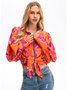 Chiffon Floral Vacation Long Sleeve Blouse