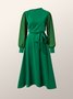Elegant Regular Fit Plain Long Sleeve Midi Dress