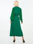 Elegant Regular Fit Plain Long Sleeve Midi Dress