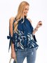 Crew Neck Printed Vacation Three Quarter Top