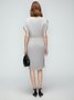 Regular Fit Boat Neck Solid Short Sleeve Knit Dress