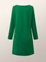 High Elasticity Loose Long sleeve H-Line Elegant Boat Neck Dress