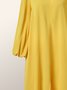 Long sleeve Loose Plain Stand Collar Lantern Sleeve Dress
