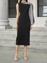 Elegant Asymmetrical Neck Bodycon Midi Dress