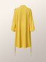 Long sleeve Loose Plain Stand Collar Lantern Sleeve Dress
