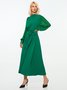 Elegant Regular Fit Plain Long Sleeve Midi Dress