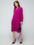 Long sleeve Loose Plain Stand Collar Lantern Sleeve Dress