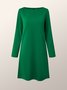 High Elasticity Loose Long sleeve H-Line Elegant Boat Neck Dress